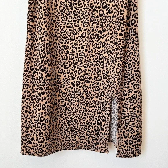Reformation Marlowe Leopard Print Mini Dress V-Neck Side Slit - Picture 7 of 16